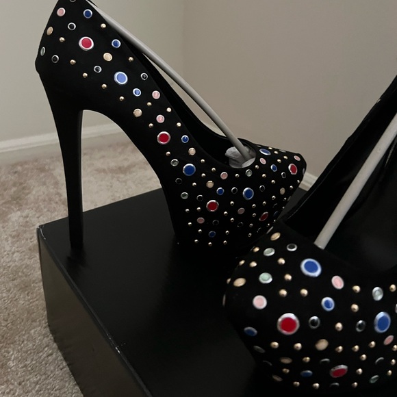 JustFab stiletto pumps, black jeweled 6inch heels, new in box, size 8 - Picture 11 of 14